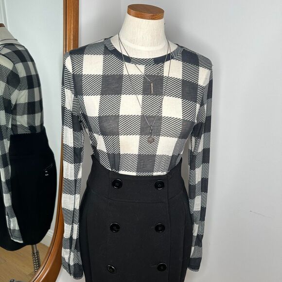 rag & bone tissue black and white check long-sleeve top - Picture 8 of 8
